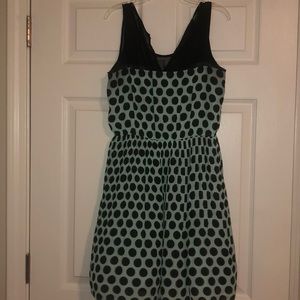 Mint and black polka dot dress